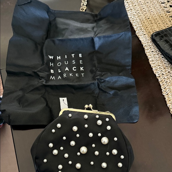 WHBM NWT. Elegant Black Pearl-Embellished Handbag - Picture 7 of 9